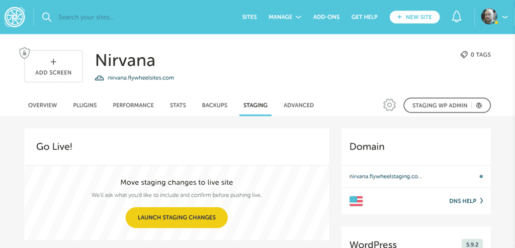 Your new staging area can be managed from the staging tab.