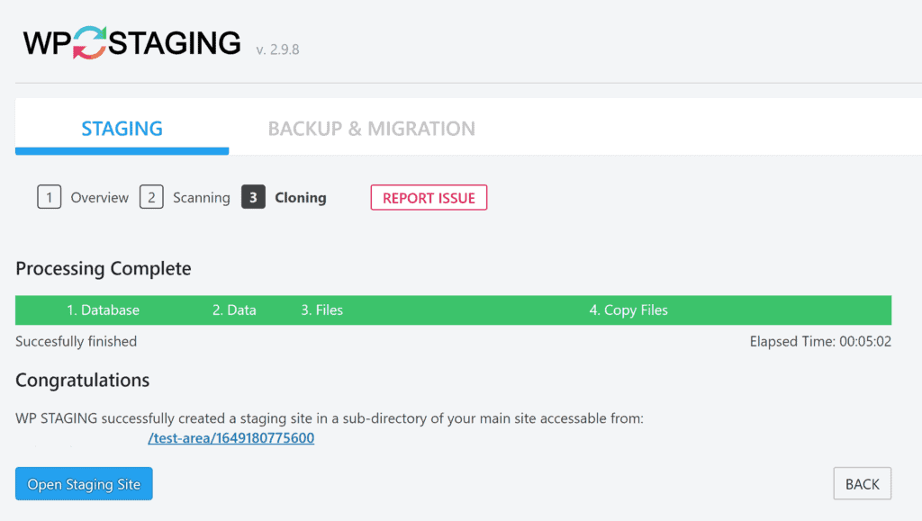 The staging area is now available.