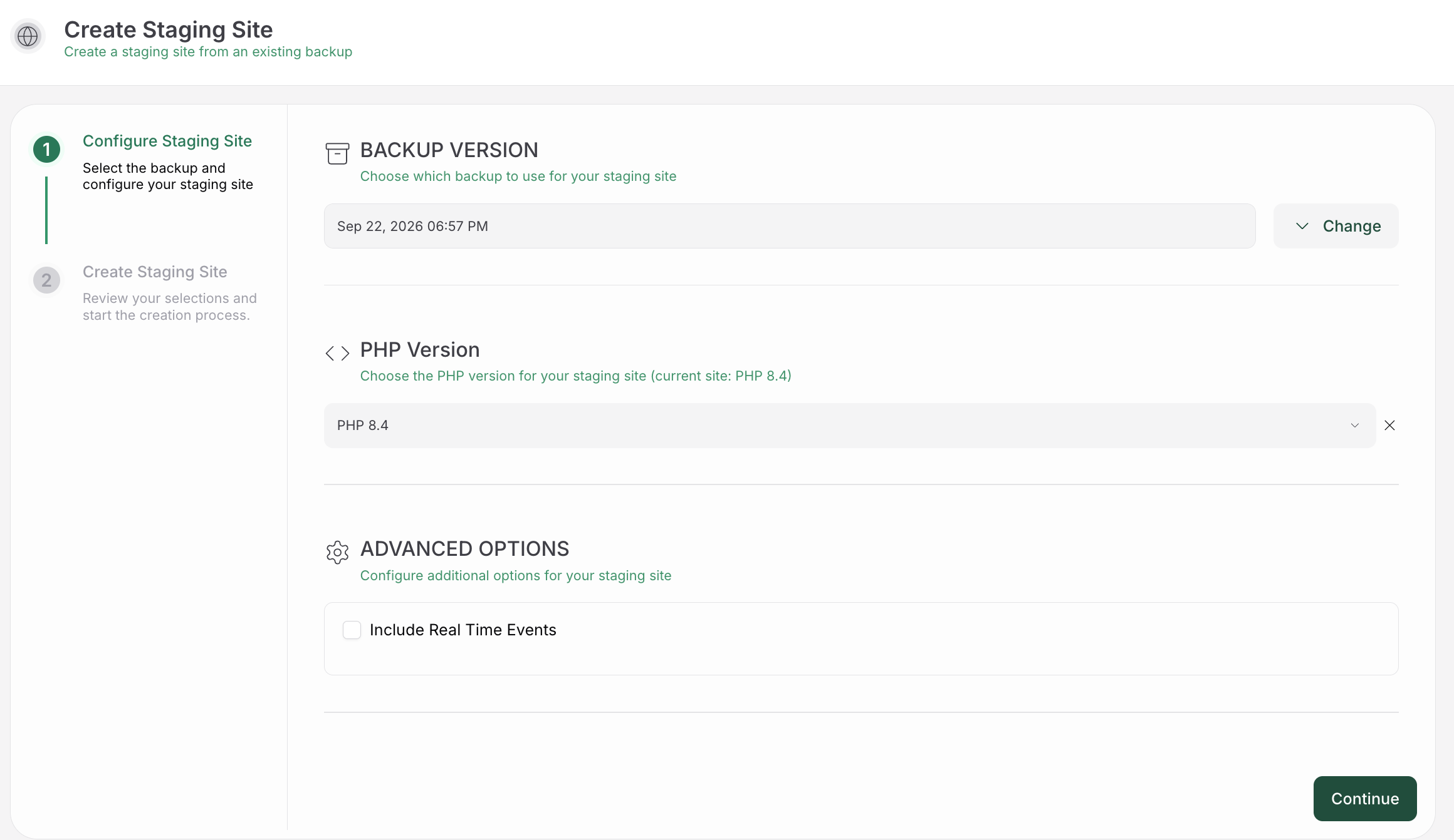 BlogVault staging environment for testing WordPress changes
