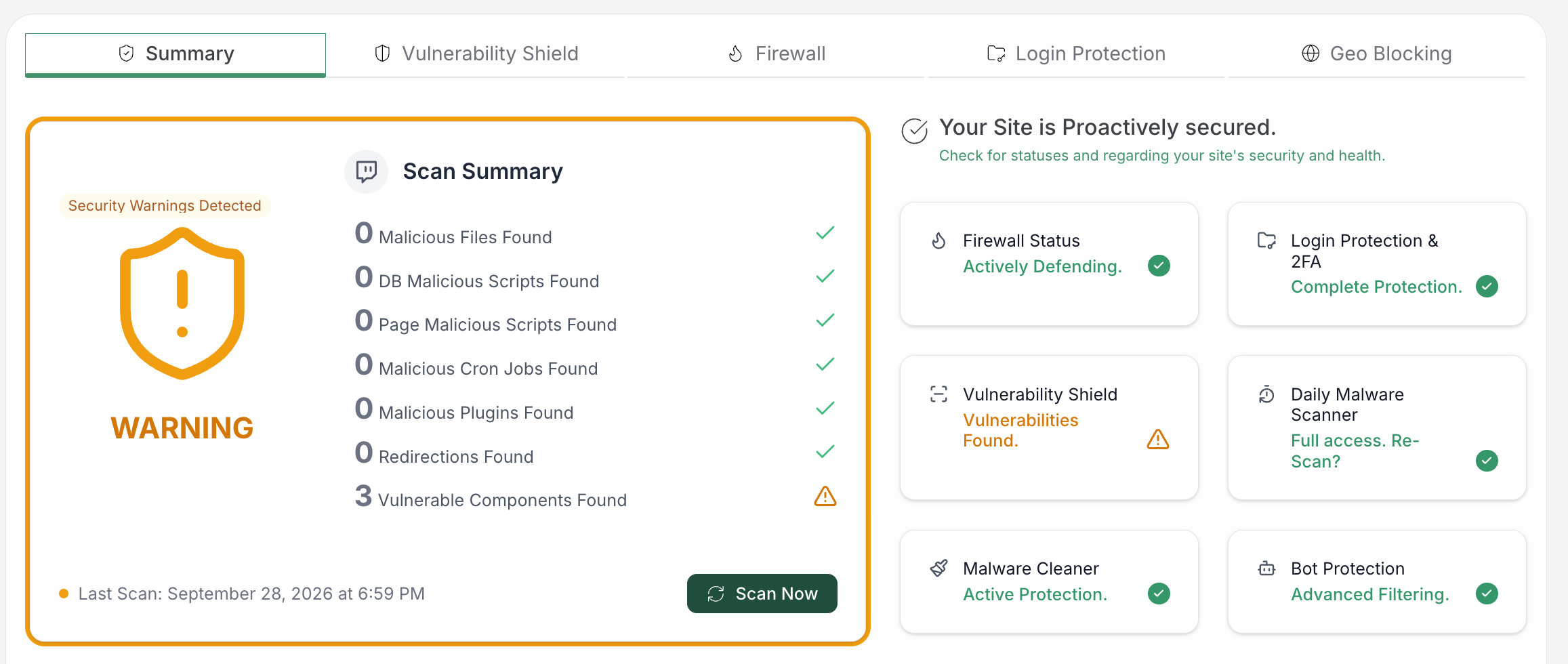 MalCare WordPress security summary