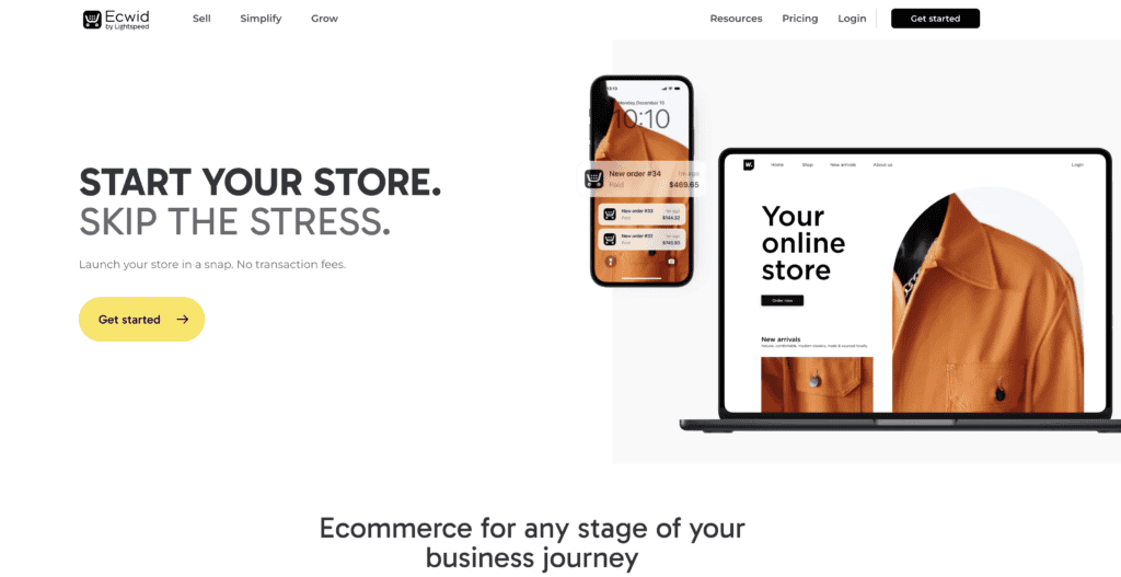 ECWID homepage