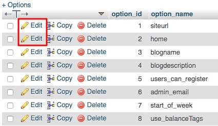 Edit home and site URL