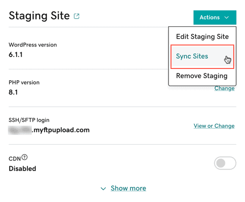 Sync site GoDaddy