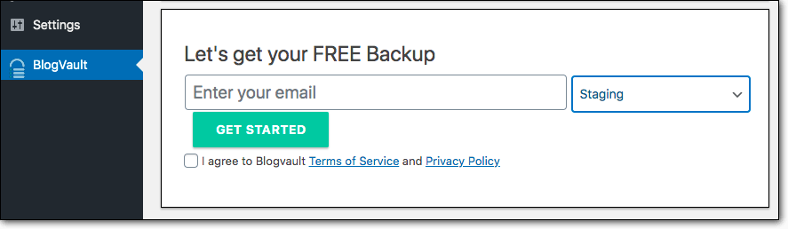 Install blogvault backup plugin to get started