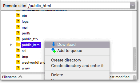 download public html file filezilla