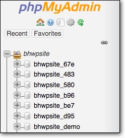 phpmyadmin databases!