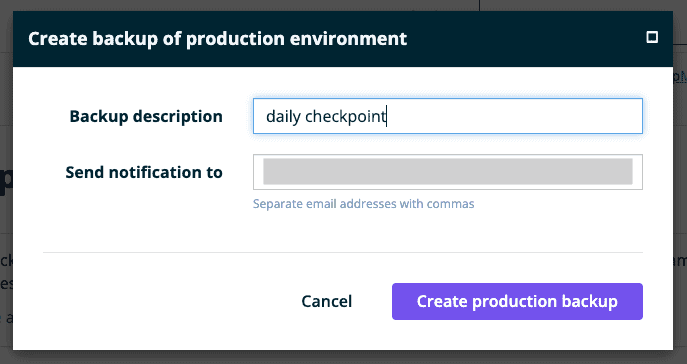 Creating backup of production environment in WPEngine