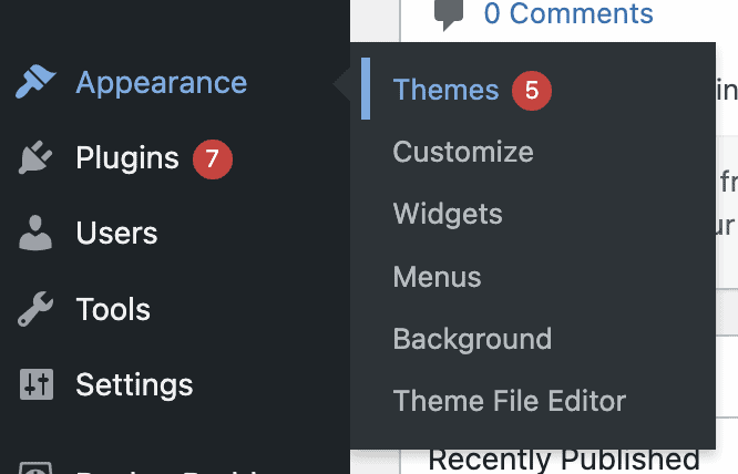 Appearance > Themes