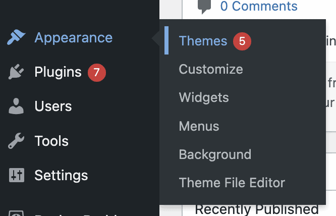 Click on themes under Apperance