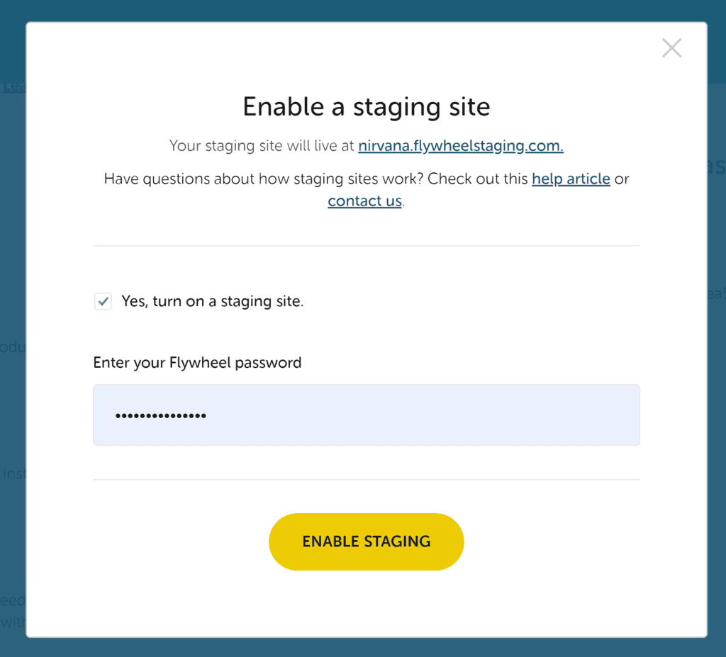 Enable a Staging Site