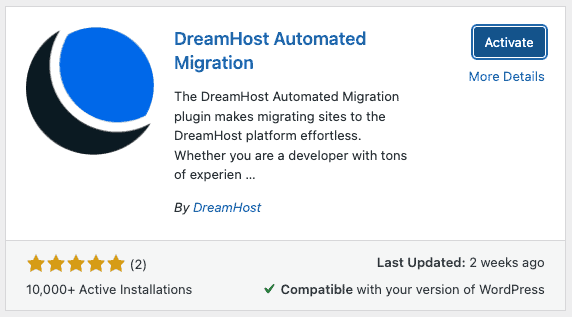 DreamHost automated migration