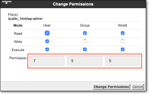 WP file permission