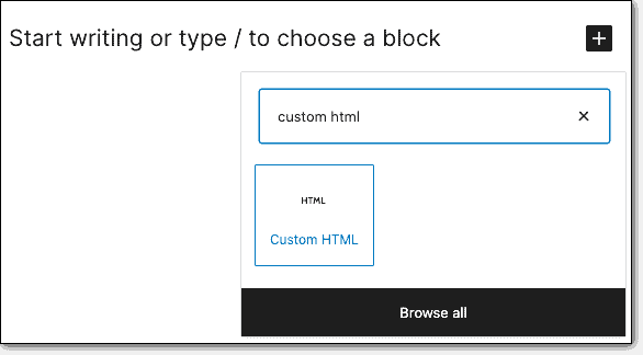 custom html block in gutenberg