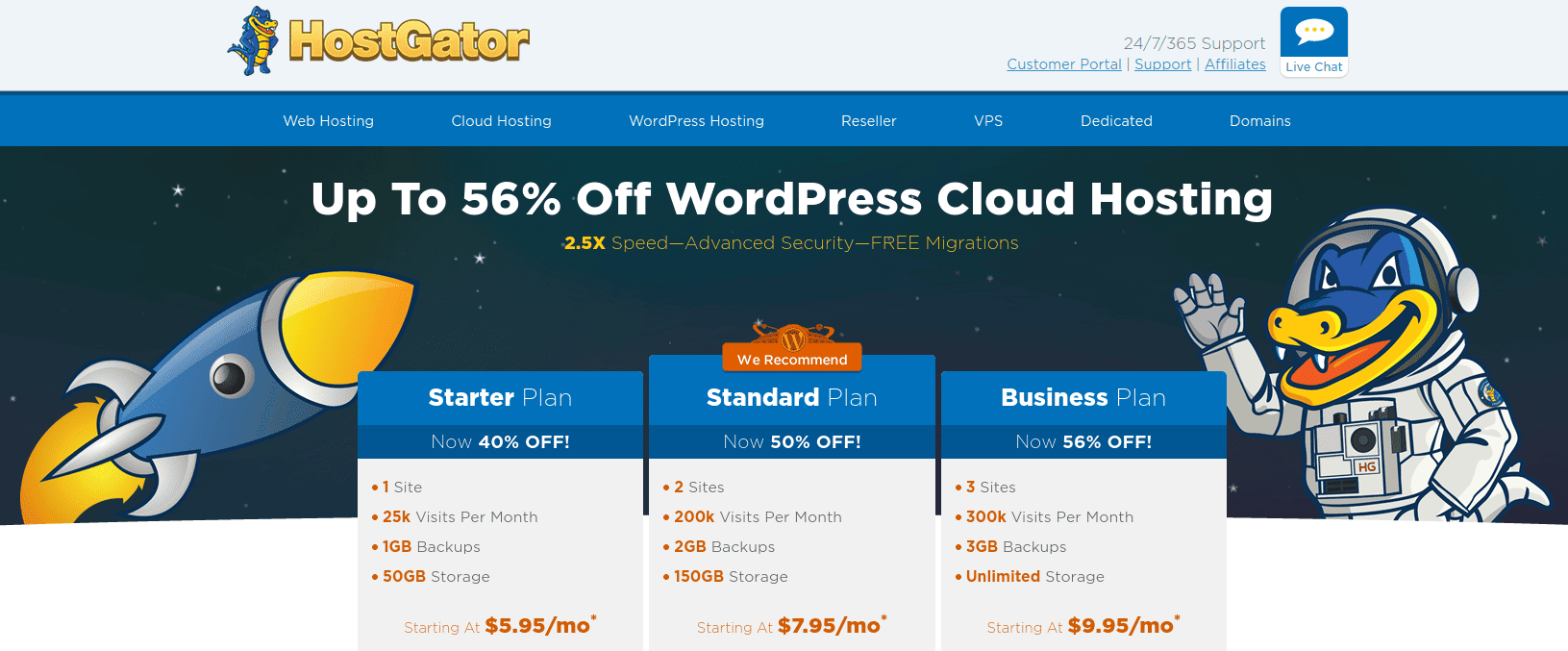 A screenshot of HostGator's pricing for WordPress websites A screenshot of HostGator's pricing for WordPress website hosting