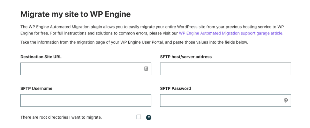 Migrate my site to WP Engine