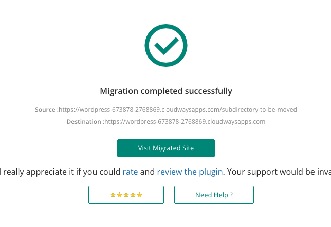 Migrate Guru has successfully completed the migration.