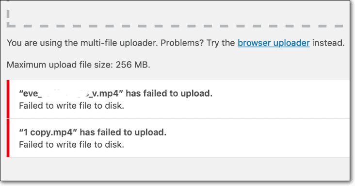 Upload Failed to Write File to Disk