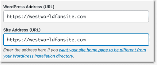 WordPress Address URL and Site Address URL in WordPress Settings