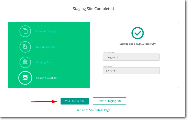 Visit the BlogVault Staging Site