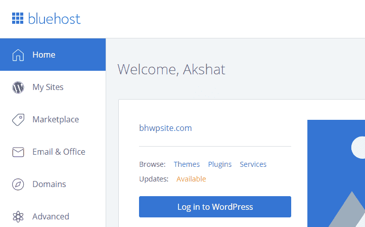 Bluehost account