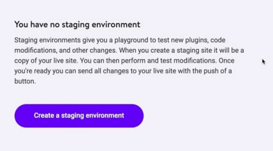 creating a staging enviroment