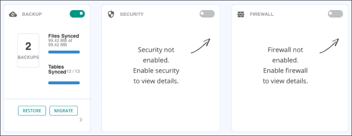 enable blogvault firewall and security