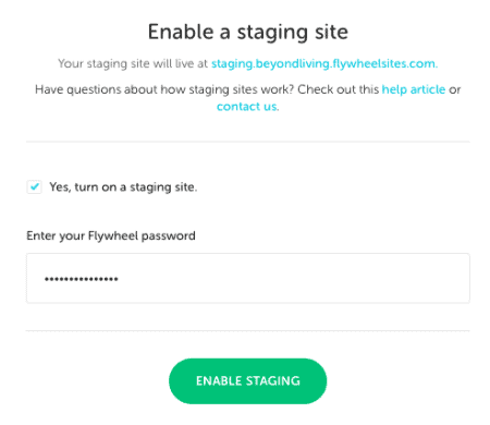 enabling a staging site