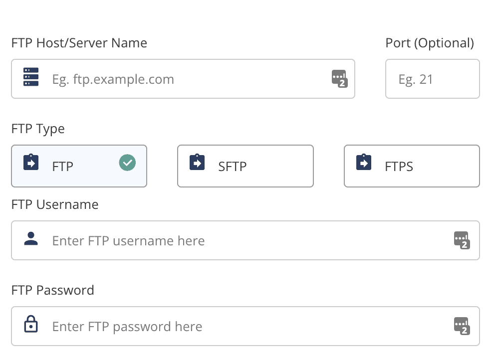 Filling FTP details