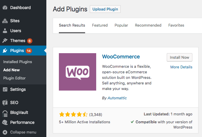 install and activate woocommerce plugin