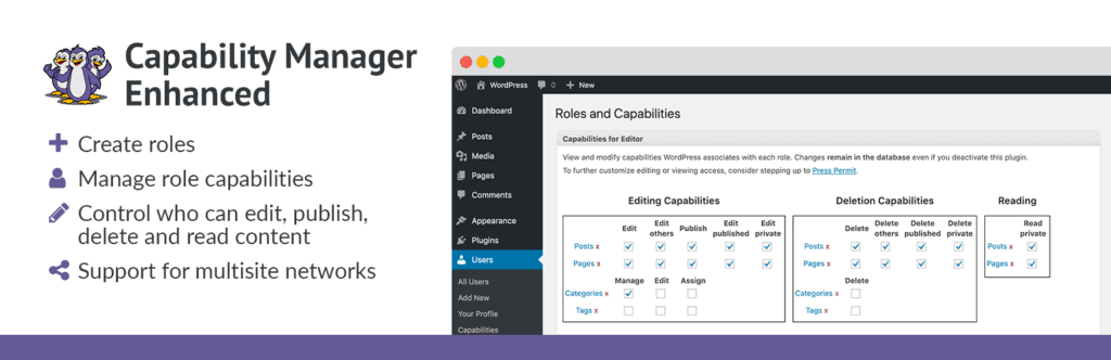 The Capability Manager Enhanced plugin for WordPress