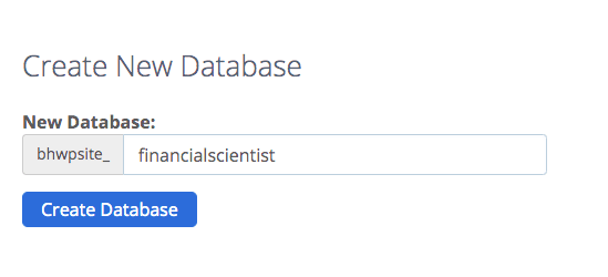 bluehost creating database