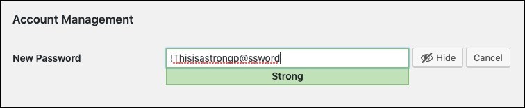 strong wordpress password