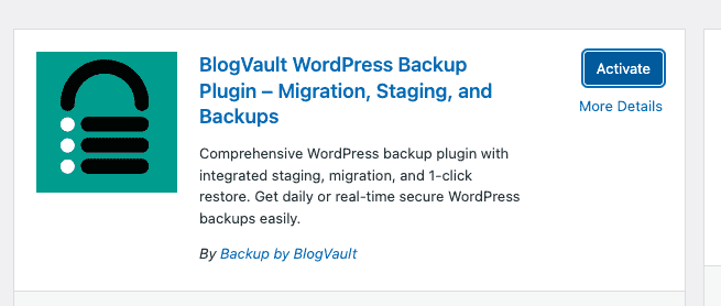 BlogVault backup plugin