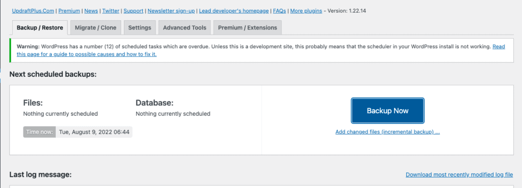 updraftplus backup