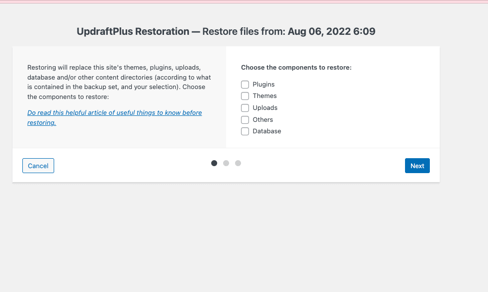 Updraft Restore