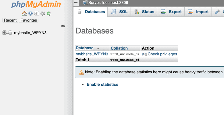 phpmyadmin UI