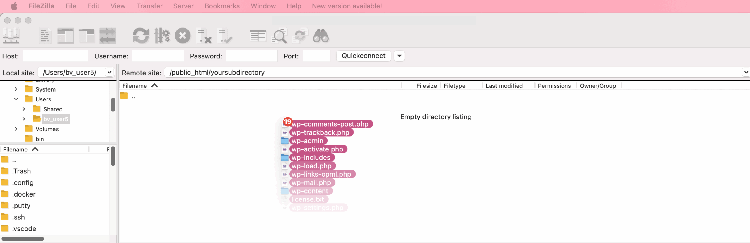 upload files to your subdirectory