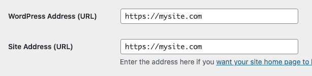 changing URL for WordPress address and site address