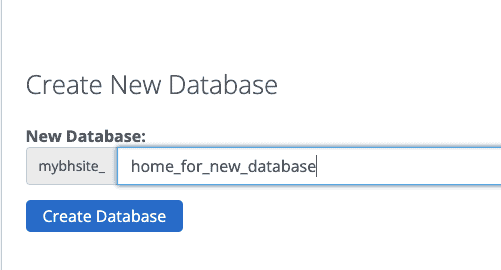creating new database