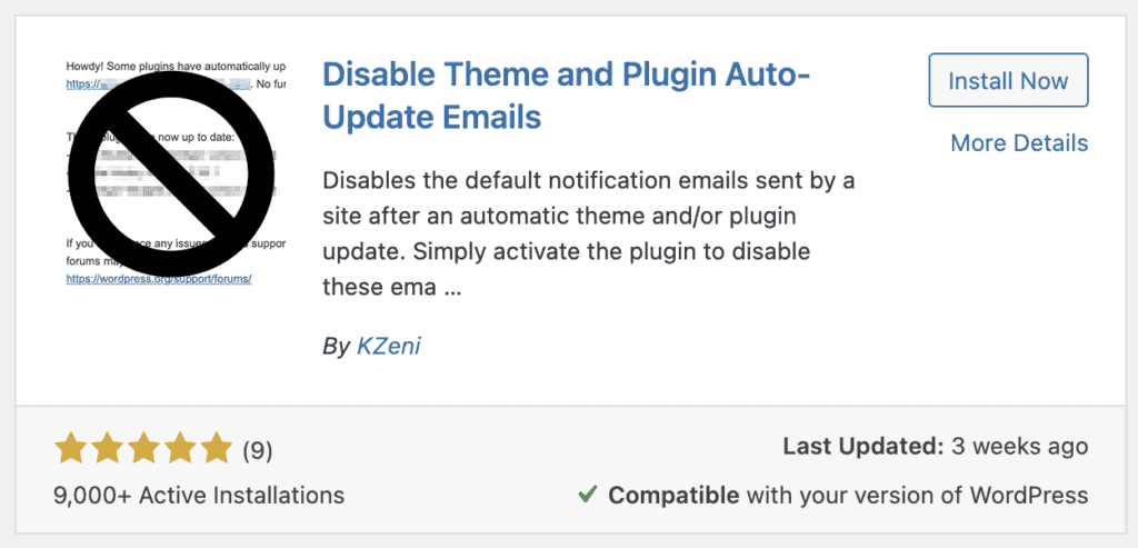 Disable theme and plugin auto update emails plugin