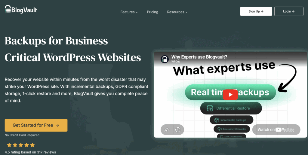 BlogVault homepage