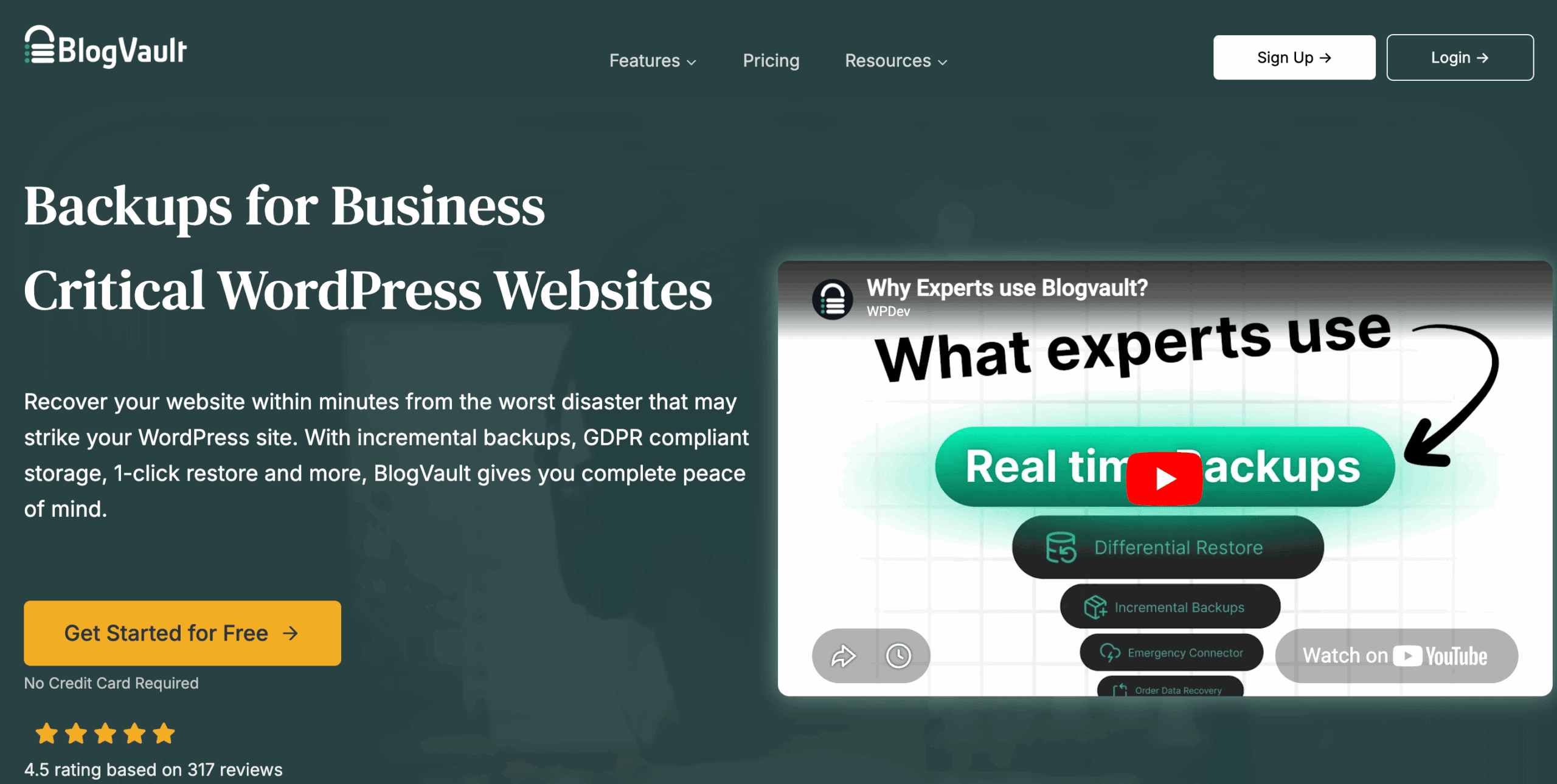 BlogVault homepage