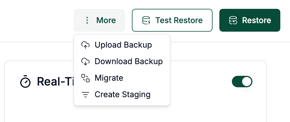 Download backup option