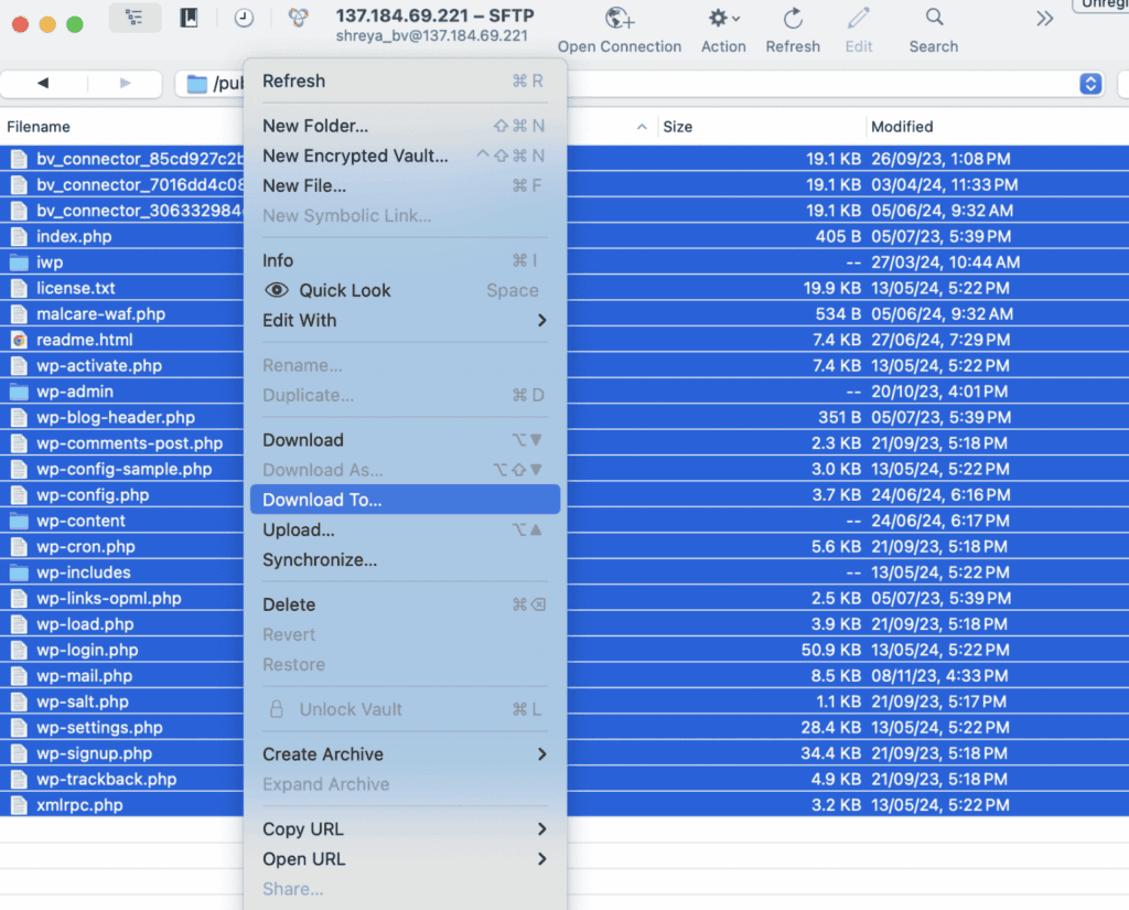 Download files via FTP