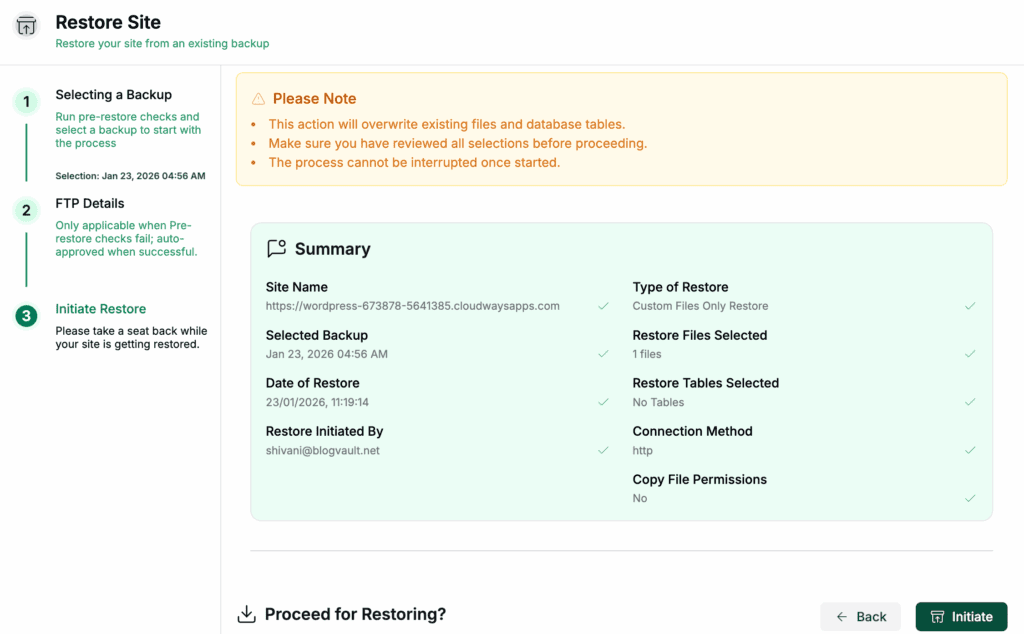 Review restore