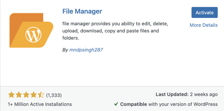 WP file manager wordpress repo
