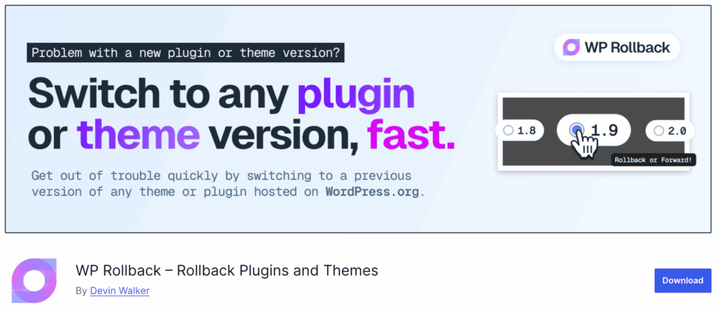 Wp rollback plugin wordpress repo