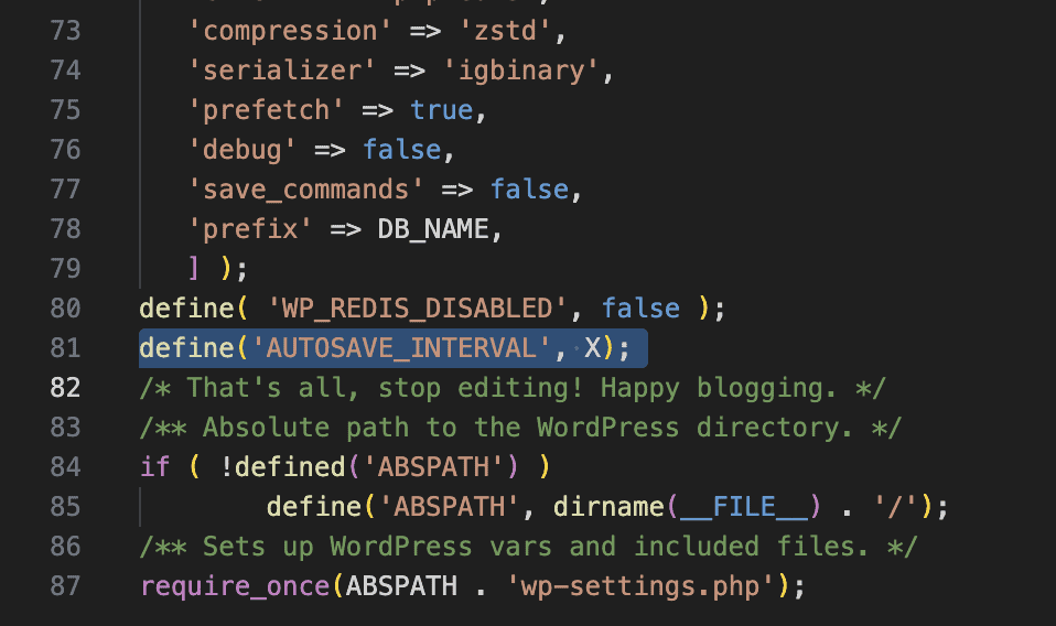 Autosave interval in wp config