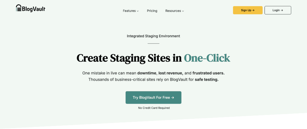 BlogVault staging feature page 