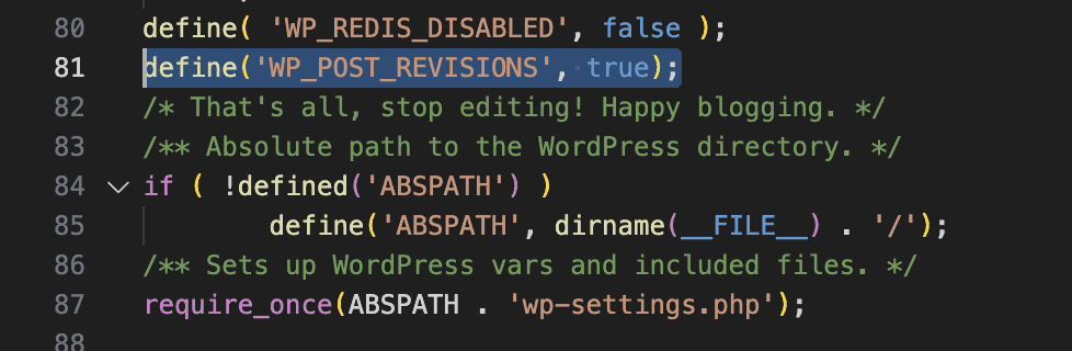 Enable revisions in wp-config
